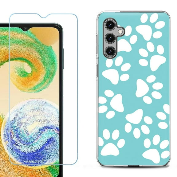 OneToughShield ® for Samsung Galaxy S23 FE Fan Edition, Shockproof Phone Case, with Tempered Glass Screen Protector - Pet Paw / Teal