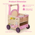 thumbnail image 4 of OLAKIDS Wooden Baby Walker, Activity Center Push Walking Toy with Wheels, Montessori Rattan Doll Stroller for Babies Boys Girls 12-36 Months, 4 of 10