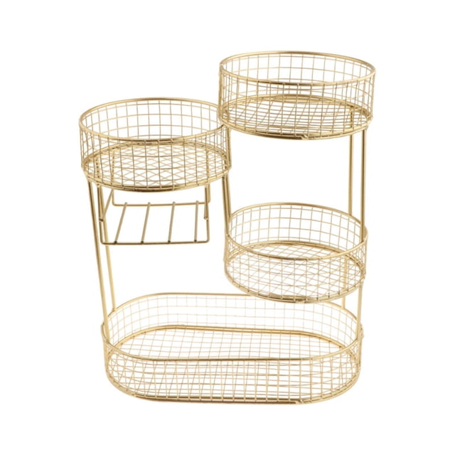 Cesta de frutas y verduras para encimera, ideal para fiestas y ahorra espacio. Oro