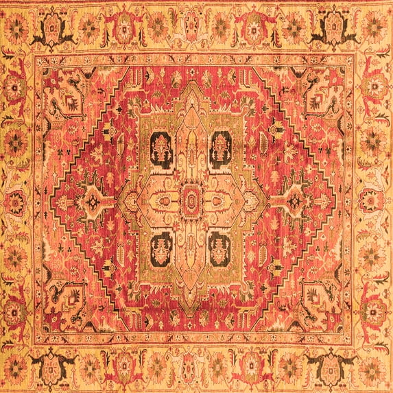 Ahgly Company Indoor Square Abstract Orange Modern Area Rugs, 6' Square