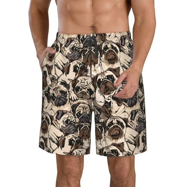 Fotbe Pug Trajes de Baño Estampados para Hombre, Shorts de Verano de Secado Rápido, Ropa de Playa, Bañadores-Medium