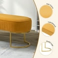 thumbnail image 3 of Velvet Upholstered Entryway Bench Bed Foot Stool with Horseshoe-shaped Metal Base Bedroom Mustard, 3 of 8