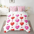thumbnail image 2 of Manfei Loves Cherry Pattern 7pcs Bedding Comforter Set,Romantic Valentines Gifts Queen Bedding Sets,Pink White Red Queen Sheet Sets For Girls Teens,Super Cozy Room Decor Reversible, 2 of 8