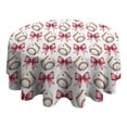thumbnail image 4 of Pink Baseballs and Bows Pattern Round Tablecloth 60"x60",Wrinkle Wipeable Table Cloth for Kitchen Dining Room Picnic Patio Party, 4 of 6