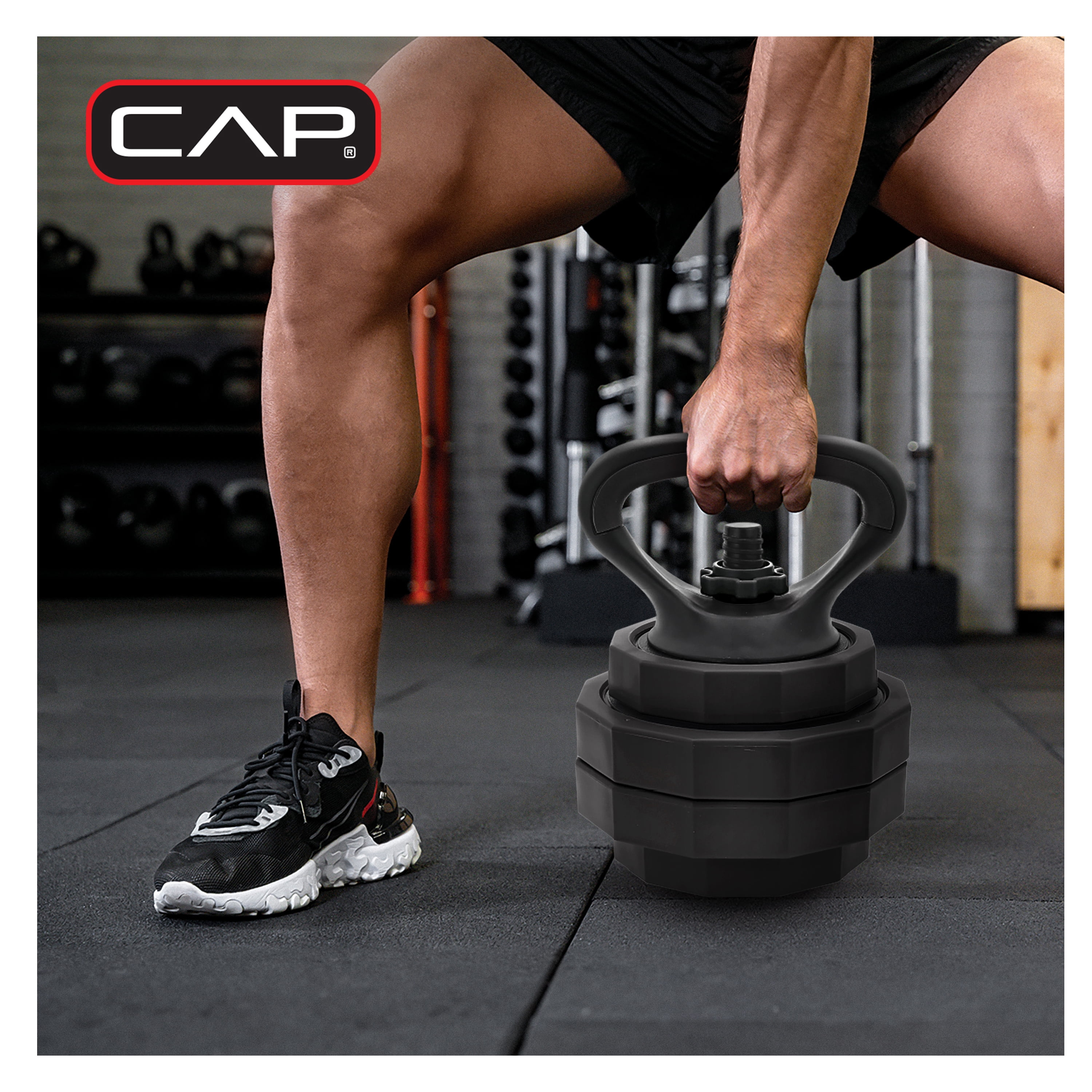 CAP 66lb Multi-Use Weight Set - Adjustable Dumbbell, Barbell & Kettlebell for Full-Body Workouts, Black