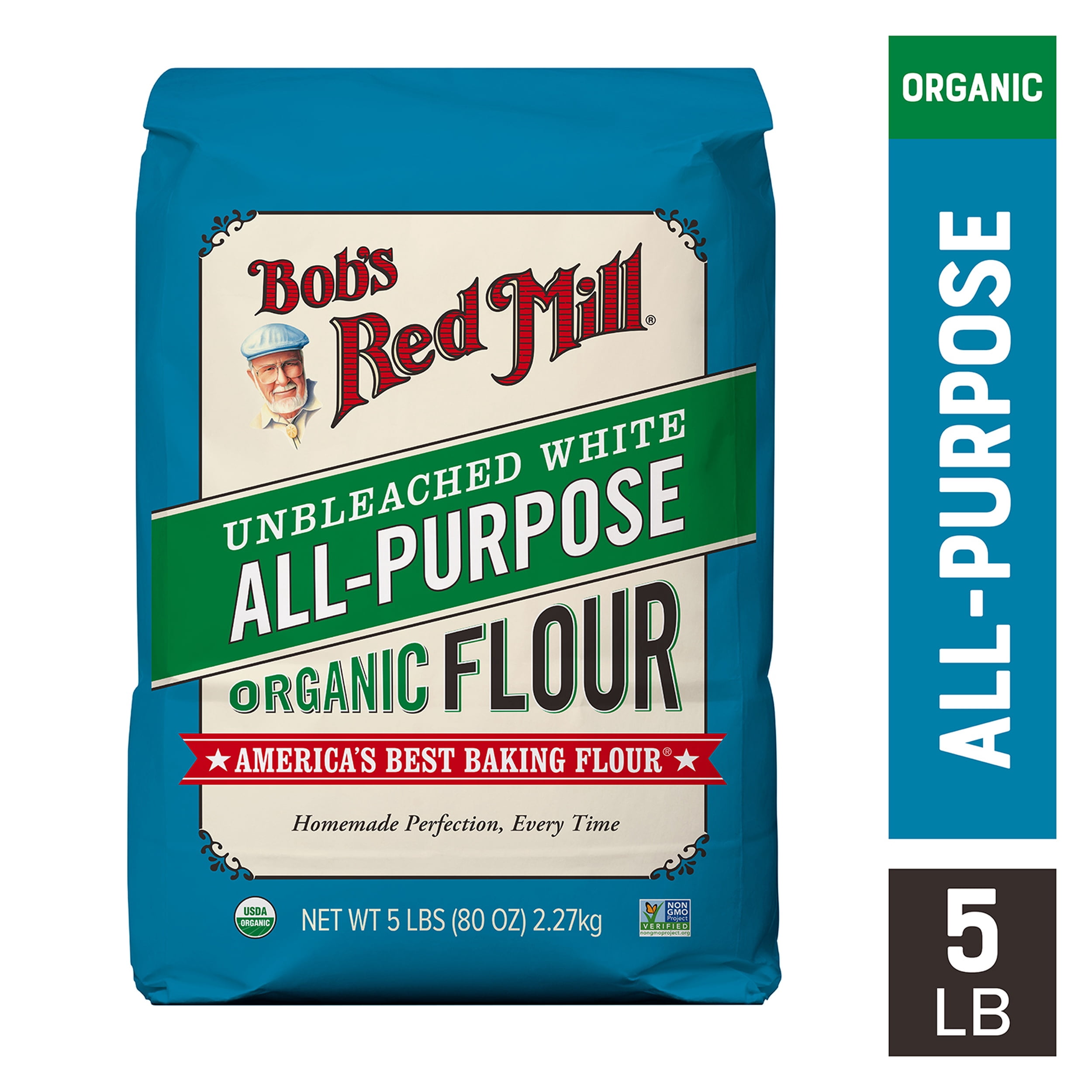 Bob's Red Mill Organic Unbleached White All-Purpose Flour, 5 lbs