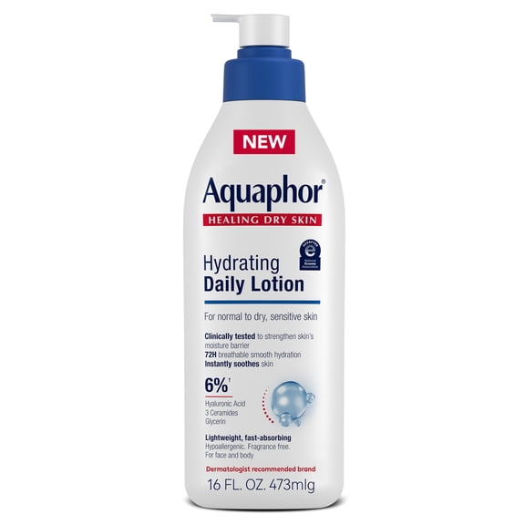 Aquaphor Daily Hydrating Face and Body Lotion, 16 fl oz Pump Bottle
