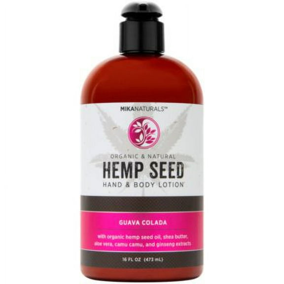 Mika Naturals Guava Colada Hemp Seed Hand & Body Lotion for Dry Skin, 16 fl oz