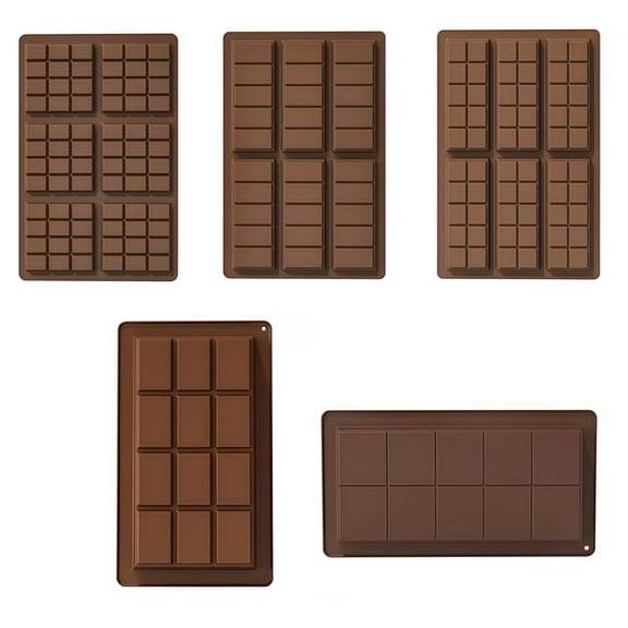 5 Set Chocolate Rectangular Molds In Edible Silicone For Baking Treats