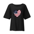 thumbnail image 4 of BRGZLK Women's V Neck T-Shirts Summer American Flag Printed Tees Casual Short Sleeves V Neck Loose Blouse Tops Black L, 4 of 5