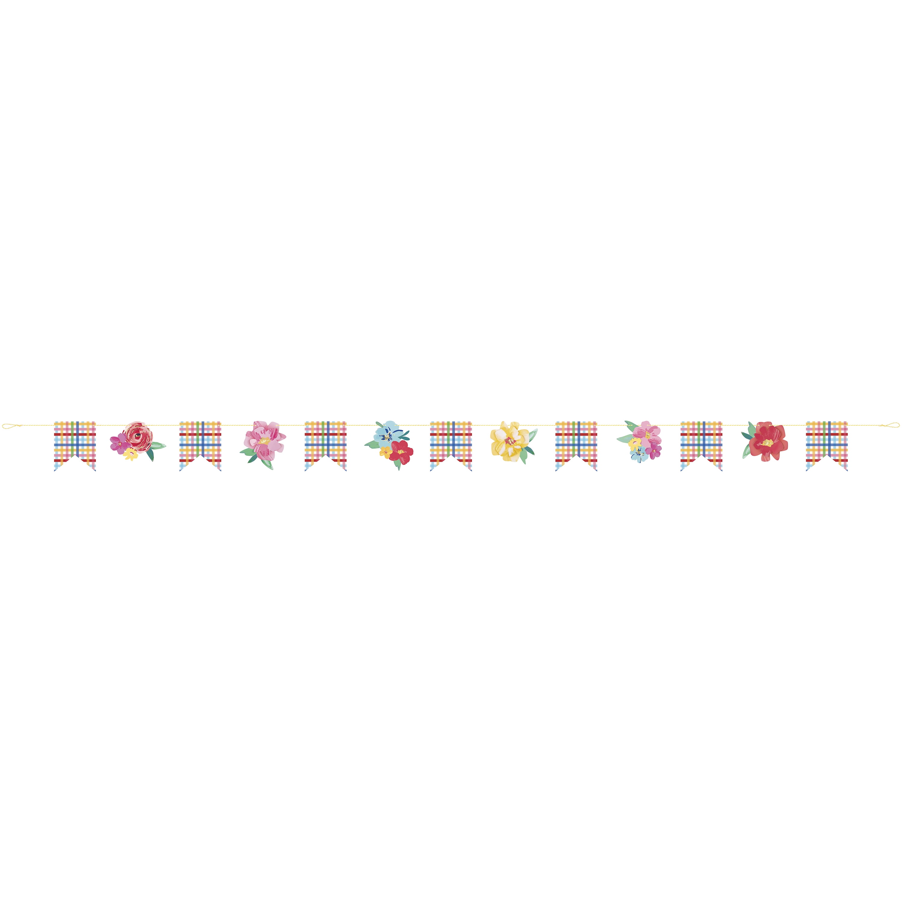 Pioneer Woman Floral Pink Paper Pennant Garland, 9ft