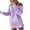 Purple, variant on TIHLMK Long Sleeve Dress Women's Solid Color Drawstring Pleated Long Sleeve Dress