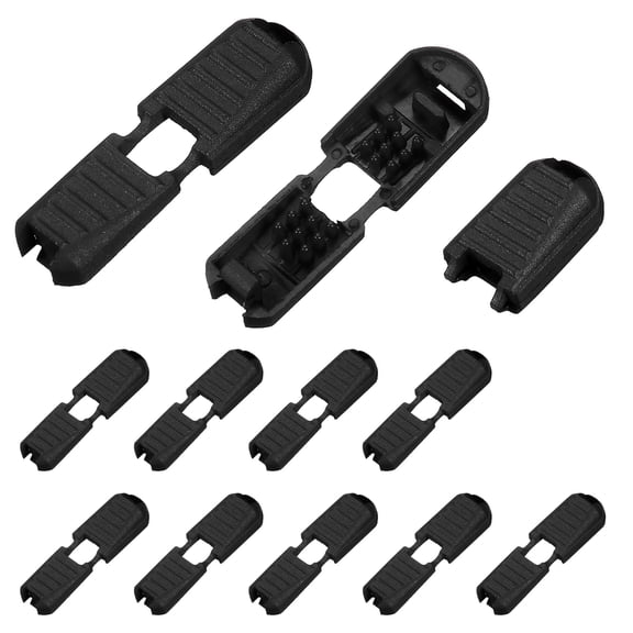 Uxcell Zipper Pull Cord Lock, Plastic Shoe Lace End Clips for Various Uses Black