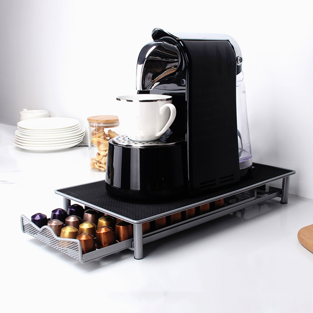 NKTIER Coffee Pod Drawer HeavyDuty Metal Coffee Pod Holder 40 Cells