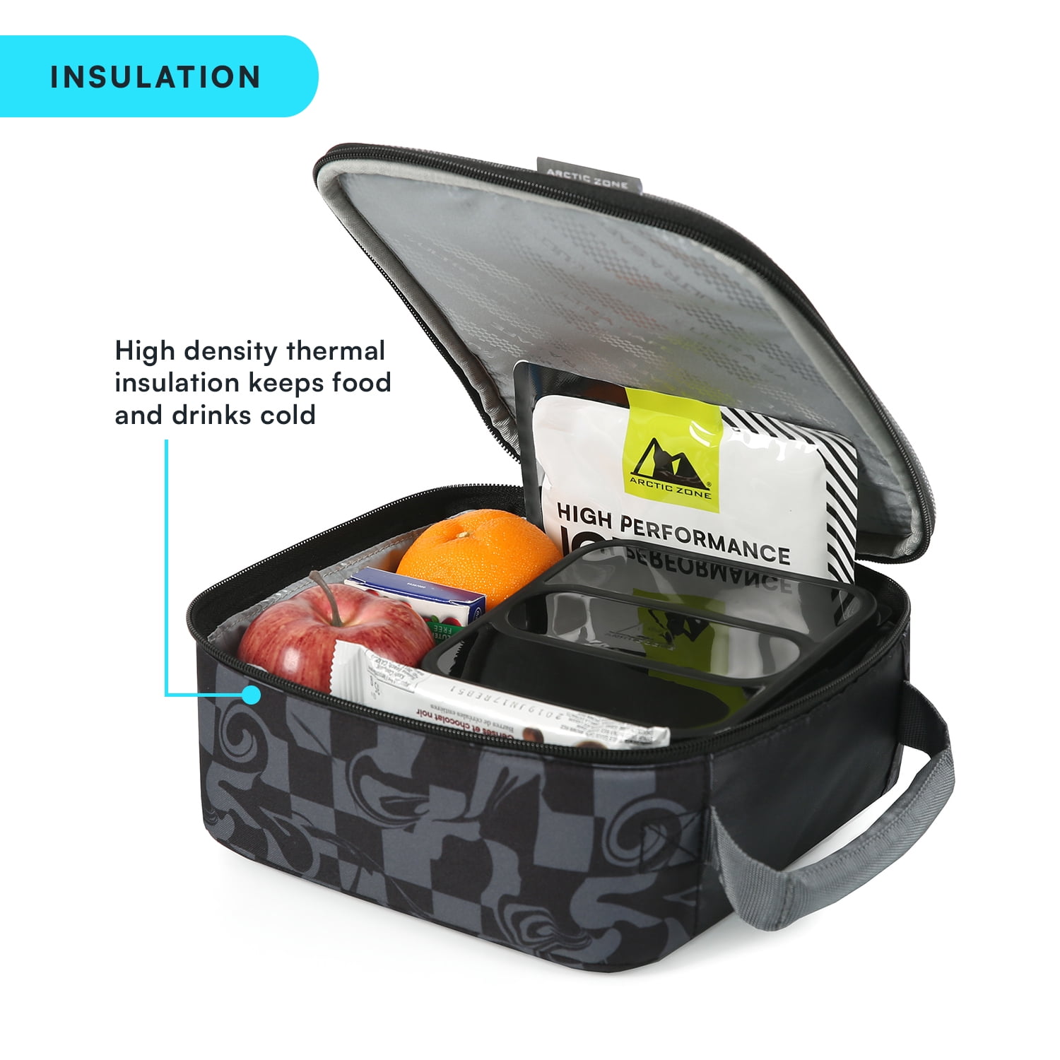 Arctic Zone Combo Lunch Box, Warped Checkerboard, Includes Food Container, Water Bottle, and Ice Pack
