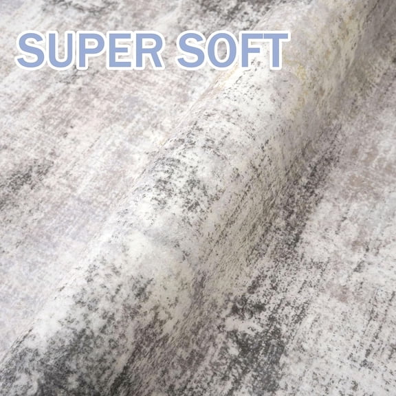 Abstract Area Rugs 5x7 Ft Washable Rugs for Living Room, Non Slip Dining Room Rug, Printed Faux Wool Rugs for Bedroom, Floor Carpet for Kitchen Nursery Playroom, Grey Beige