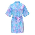 thumbnail image 3 of RUTAYY Children Girls Bathrobe Medium Sleeve Butterfly Flower Tie Up Summer Cardigan Robe Bathrobe Cute & Elegant Homewear, Blue, 5-7 Years, 3 of 9