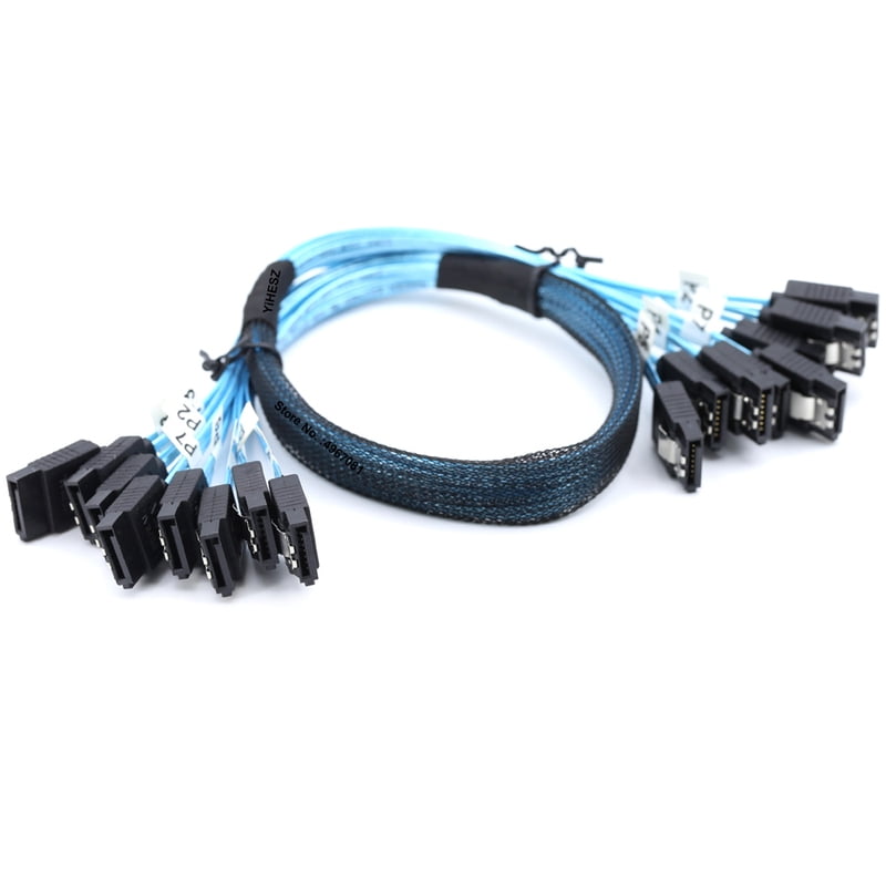 8 SATA To 8 SATA Cable 8 Pcs Sata 3.0 To Sata 3.0 Cabl SAS 7Pin 6Gbps Data Cable for Hard Disk SSD Optical Drive Server Host