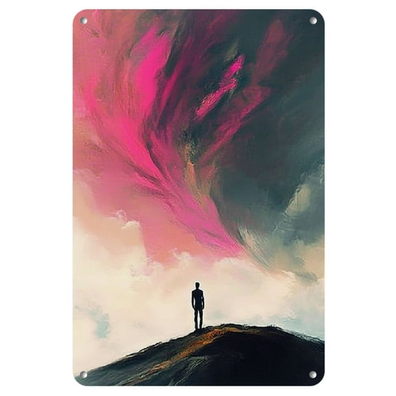 Iron Art Print Set, 1 Pc, Where Fear Ends Design, Waterproof & Weather Resistant Metal Wall Decor, Pre-Drilled Holes, Home & Outdoor Use, 8x12 inch