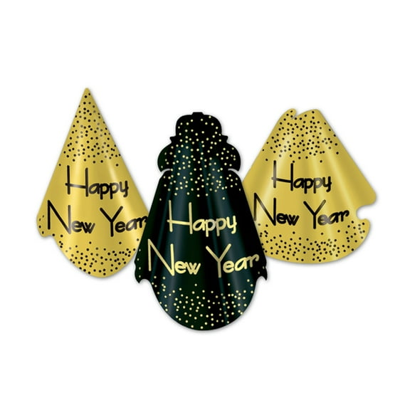 Beistle Club Pack of 50 Sparkling Gold "Happy New Years" Legacy Party Favor Hats