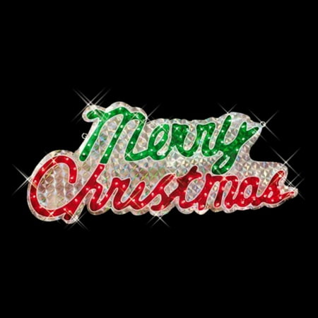 Lb International 46 In Sparkling Holographic Merry Christmas Yard