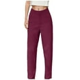 thumbnail image 1 of YFELWZ Pantalons Décontractés Formels Taille Haute pour Femmes Grande Taille Coupe Ajustée Rouge Brique S, 1 of 4