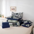 thumbnail image 5 of Homewish Vintage Lodge Cabin Bedding Comforter Set 7 Pieces, Blue Buffalo Plaid Full Bedding Set, Rustic Farmhouse Theme Reversible Fitted Sheet Flat Sheet, Ultra Soft Bedroom Decor, 5 of 7