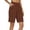 *Coffee, variant on Women's High Waisted Linen Blend Bermuda Shorts, Elastic Waist Casual Summer Pants with Pockets Bronze,Women's Plus XL