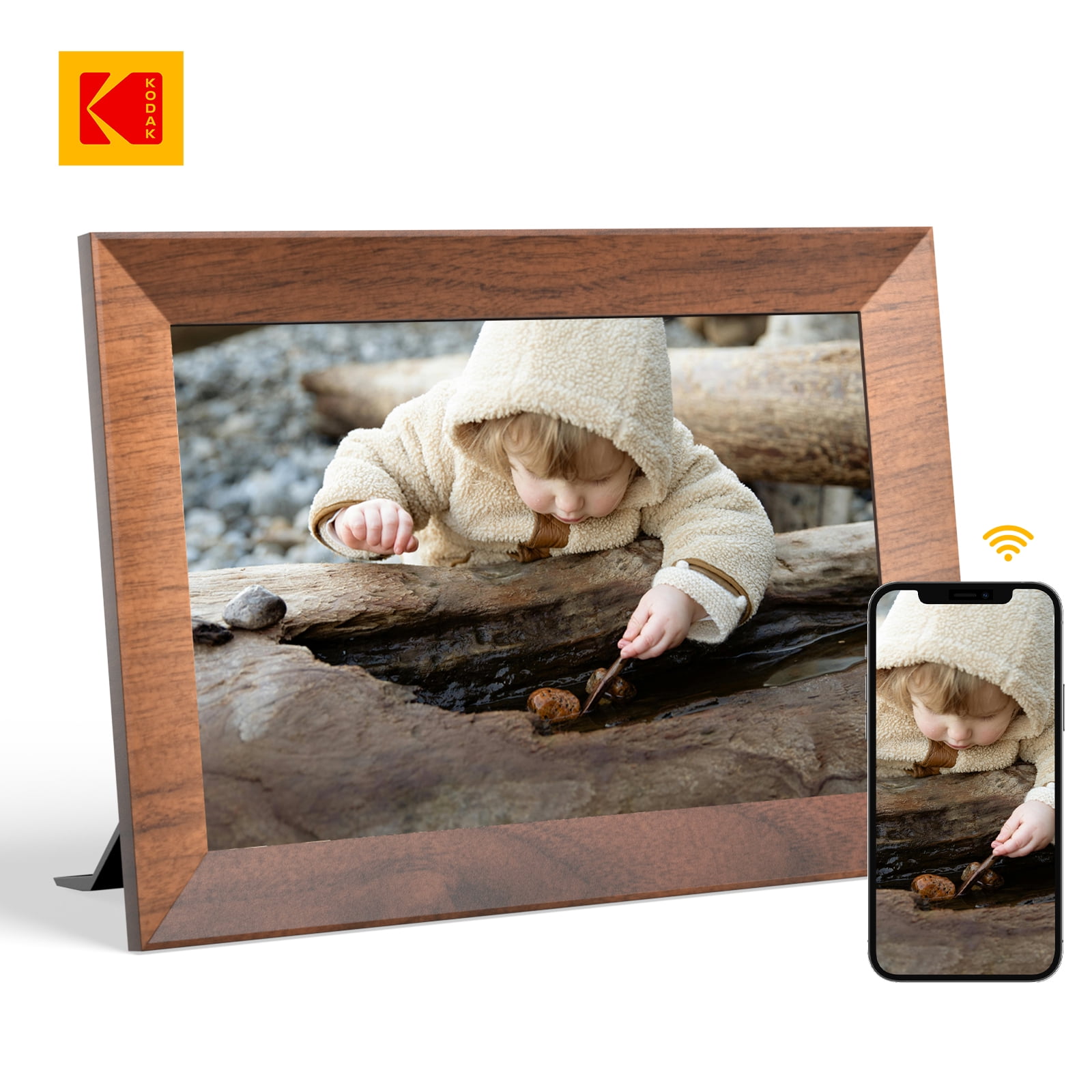 Kodak 10-inch WIFI Digital Picture Frame, Solid Wood Tone