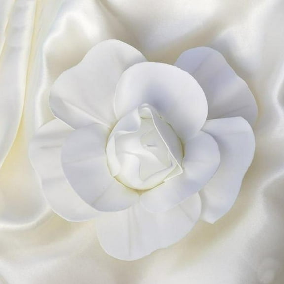 BalsaCircle 6 Pieces 8" White Artificial Large Roses Flowers Wall Backdrop Party Decorations