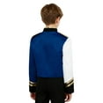 thumbnail image 3 of Aislor Kids Boys Marching Band Metallic Patchwork Sequins Outerwear Jacket Uniform Performance Royal Blue 6, 3 of 7