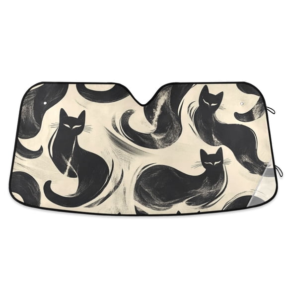 Black Cats Car Windshield Sun Shade Reflector Sunshade Foldable for Front Keeps Vehicle Cool