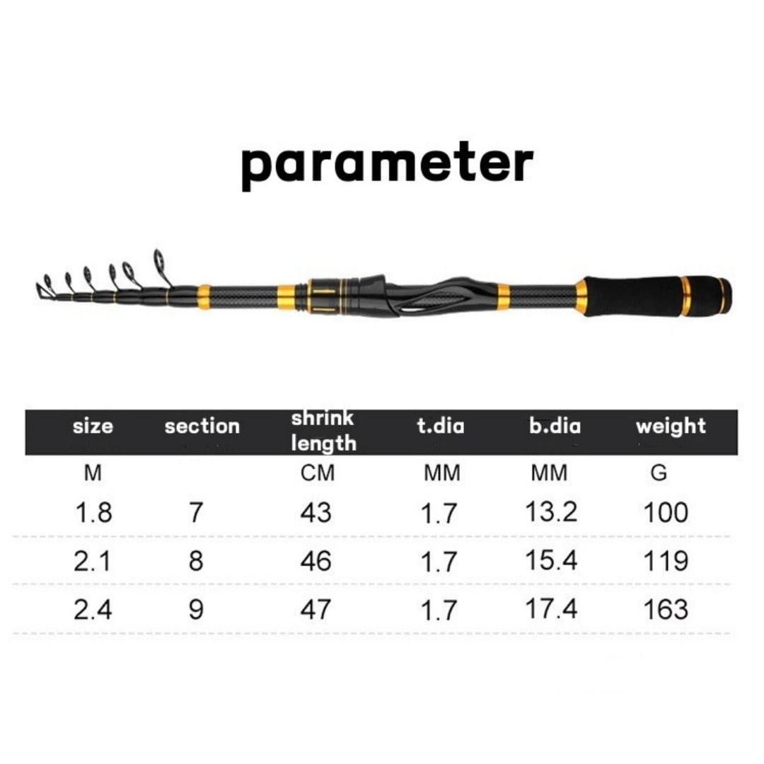 Telescopic Fishing Rod Carbon Fiber Spinning Casting Ultra Light Rod Fast Action