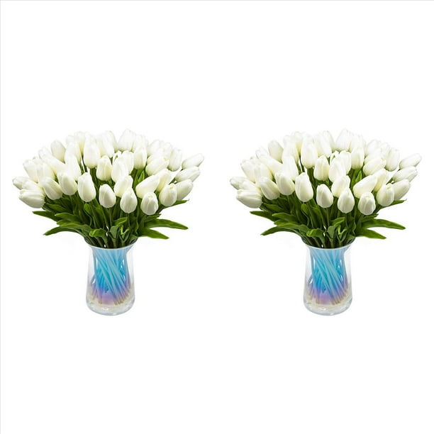 60 Piezas de Flores de Tulipanes Artificiales Tulipanes de Tacto Real Ramo de Tulipanes de PU de Holanda Falsa Flor de LáTex TulipáN ()