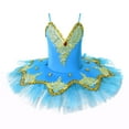 thumbnail image 3 of YONGHS Girls Sequins Ballet Dance Tutu Dress Skirted Leotard Swan Ballerina Performance Costume Light Blue 8, 3 of 7