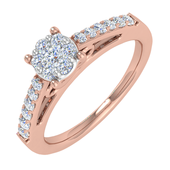 0.30 Carat Prong Set Diamond Engagement Ring in 14K Rose Gold (Ring Size 5) (I1-I2 Clarity)