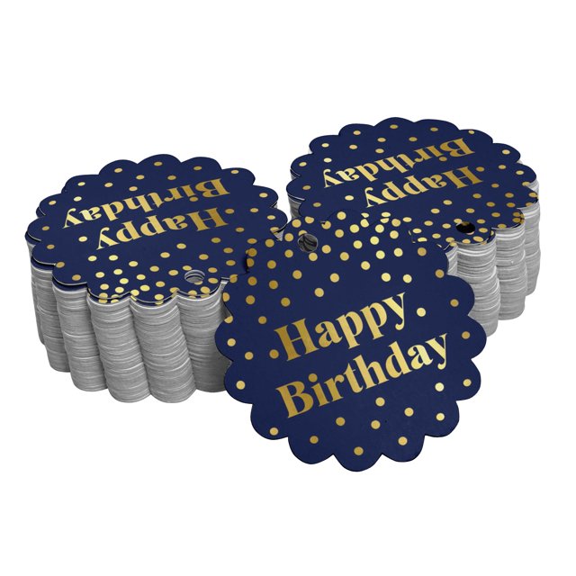 Inkdotpot 50 Pack Real Gold Foil Paper Tags Happy Birthday Favor Hang Tags