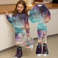 thumbnail image 5 of Ccpelsie Toddler Baby Girls Clothes Long Sleeve Shirt Top Flare Pants Cute Outfit Girl Fall Winter Clothes(Blue,5-6 Years), 5 of 8