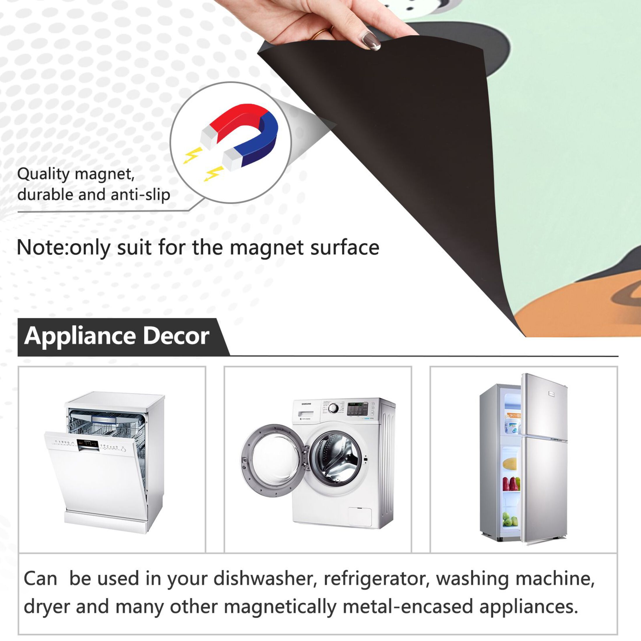 Dishwasher Magnetic Sticker 23x26 Inch Refrigerator Magnetic Sticker Washing Machine Magnetic Sticker Kitchen Panel Magnetic Sticker Home Decor Cool Cartoon Dog Face