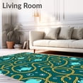 thumbnail image 2 of ODIKA 3'x5' Machine Washable Non-Slip Area Rug, Charming Flounder with Nautical Rope and Bubble Accents High Traffic Rug with Pad, Blue, 706985, 2 of 8