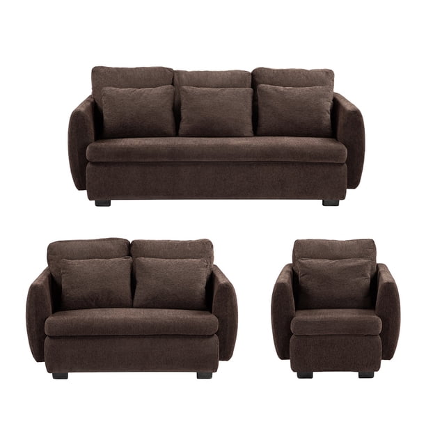 Sala 3-2-1 Dicasa Kuma (Sofá, Love Seat y Sillón) Café para Sala