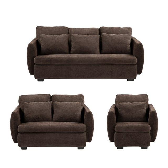 Sala 3-2-1 DICASA Kuma (Sofá, Love Seat y Sillón) Chocolate para Sala