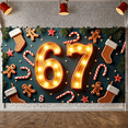 thumbnail image 5 of Lighted Numbers Christmas Banner Gingerbread Man 67th Display Christmas Tree Candy Cane Xmas Backdrop for Christmas Party 67th Birthday Celebration Holiday Gathering, 5 of 9