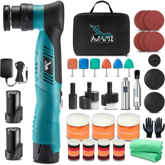 Cordless Mini Car Polisher with Tool Box, Fast Change RO/DA Polisher for Car Polishing, Scratch Removing, 6 Speeds Car Polishing Kit, 2Pcs 2.0Ah Batteries, With Polishing Pad