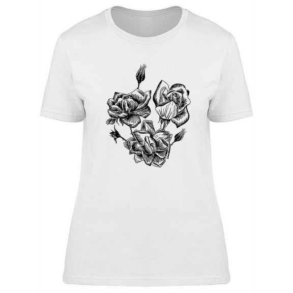 Monochrome Flower Design T-Shirt Women -Image by Shutterstock, Female XX-Large