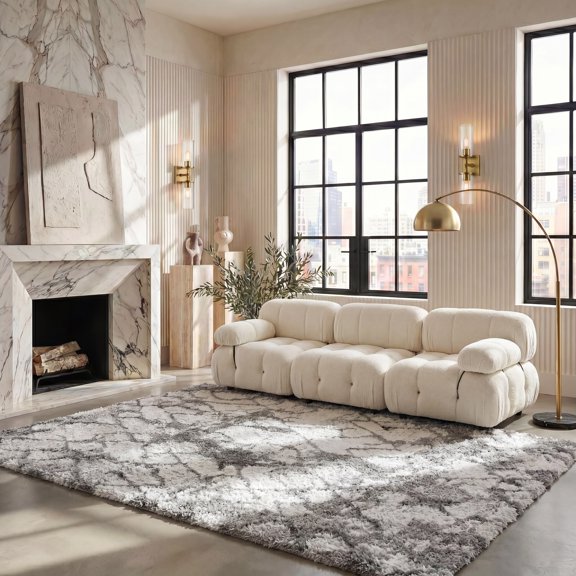 Safavieh Horizon Milica Abstract Shag Area Rug, Ivory/Green, 5'3" x 7'7"