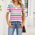 thumbnail image 4 of gbyLJF Womens V Neck T-Shirts Short Sleeve Striped Tops Dressy Casual Printed Blouses 2026 Trendy Summer Tees, 4 of 8