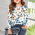 thumbnail image 6 of Abcomgle Kids Long Sleeve Shirt Girls 7-8 Trendy Butterfly Graphic Crewneck Shirts for Girls Winter Basic Girls Tops Trendy Blouses for Girls 3-4 Years,Blue, 6 of 6