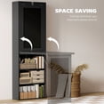 thumbnail image 3 of Foldable Convertible Computer Desk with Storage Shelves and Blackboard, MDF Wall Mount Study Table for Home Office and Small Spaces, Black, 38.6"L x 20.1"W x 60.2"H, 3 of 7
