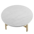 Manor Park MidCentury Modern Round Coffee Table, White Marble/Light